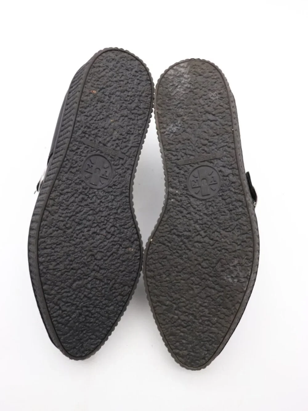 T.U.K. Black Tukskin Wingtip Point Creeper Women's 11 Men's 9 Buckle Shoes